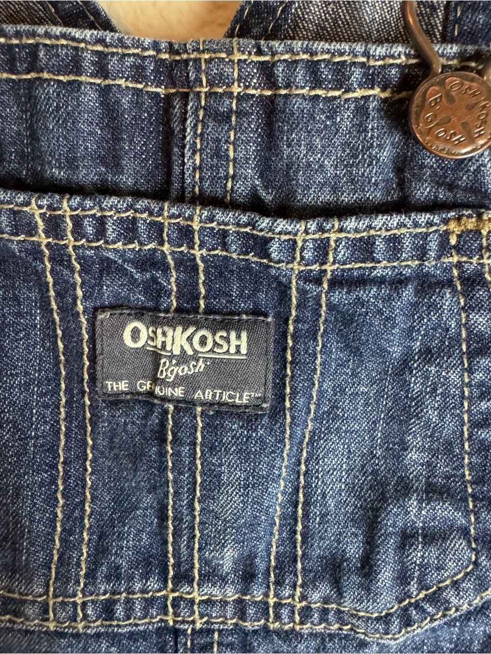 OshKosh B'gosh Indigo Denim Short Overalls for Kids 12M - Picture 3 of 15